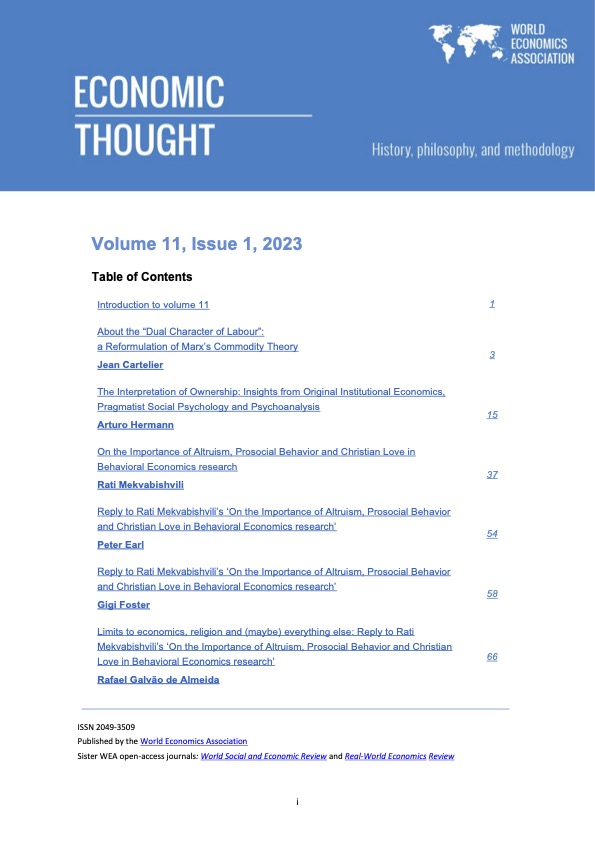Economic Thought Vol 11 No 1 cover